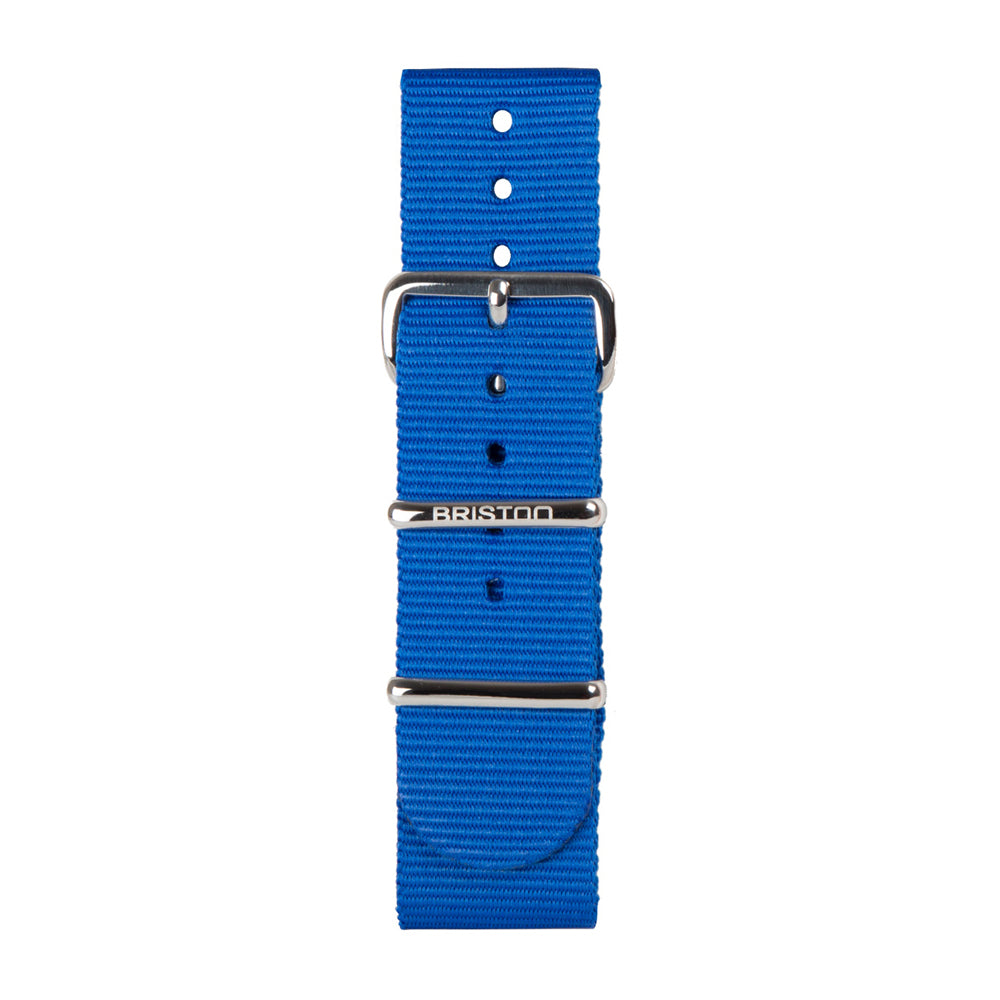 Correa NATO 20 mm - Azul Eléctrico - Plata