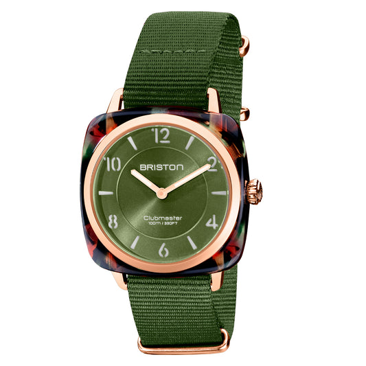 Clubmaster Chic Acetato - Verde Olivo - Oro Rosa