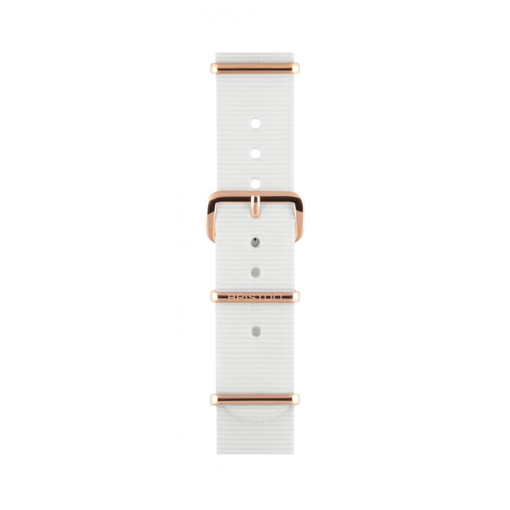 Correa NATO 18 mm - Blanco - Oro Rosa